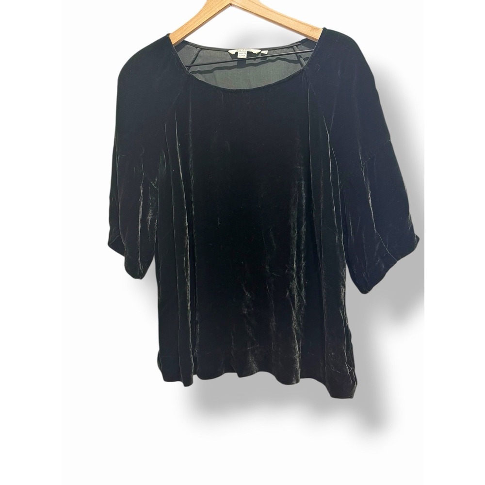Boden Dark Green Velvet Blouse Top Women's XL US 16 Silk Blend Loose Fit Luxe - Picture 2 of 10